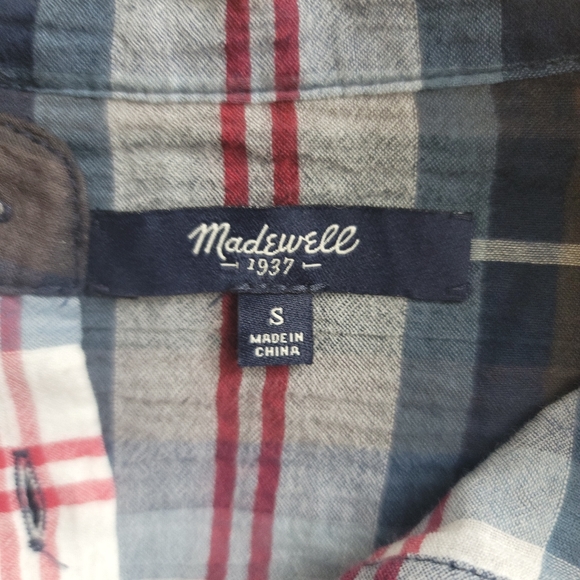 MADEWELL WHEATON PLAID POPOVER RED/WHITE/BLACK WOMEN'S SHIRT SIZE SMALL - Picture 4 of 16